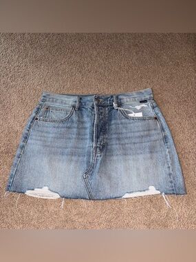 Cello Light Blue Distressed Denim Mini Skirt